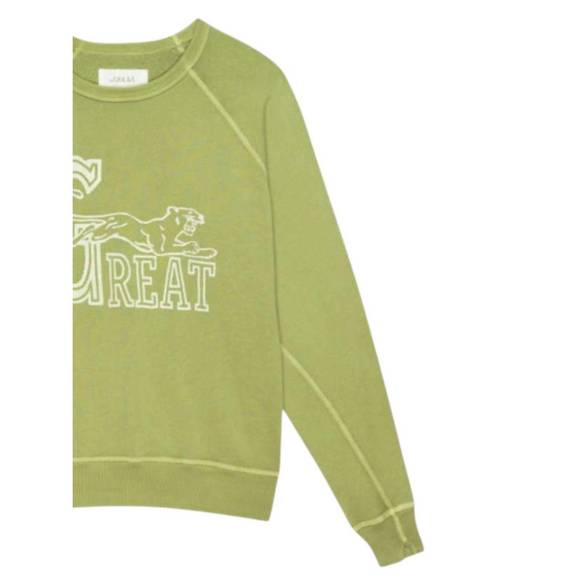 NEW THE GREAT. women's the college sweatshirt in grassland - Picture 2 of 3